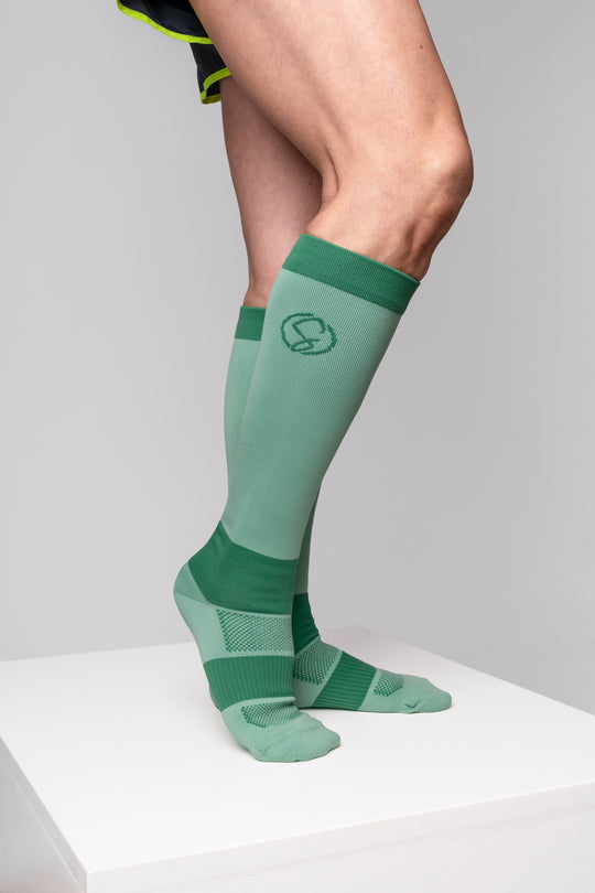 Knee High Compression Socks for Men & Women – Supportive Athletic Socks for Work, Travel, Running & Everyday Comfort, Green